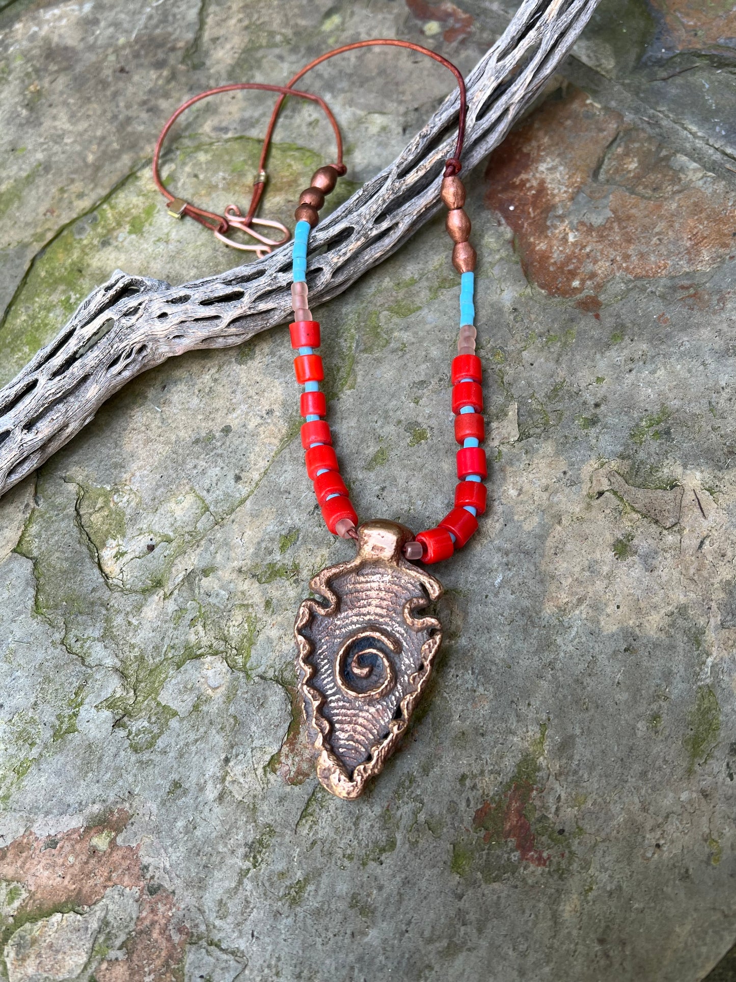 Cuttlefish bone casting Arrowhead necklace