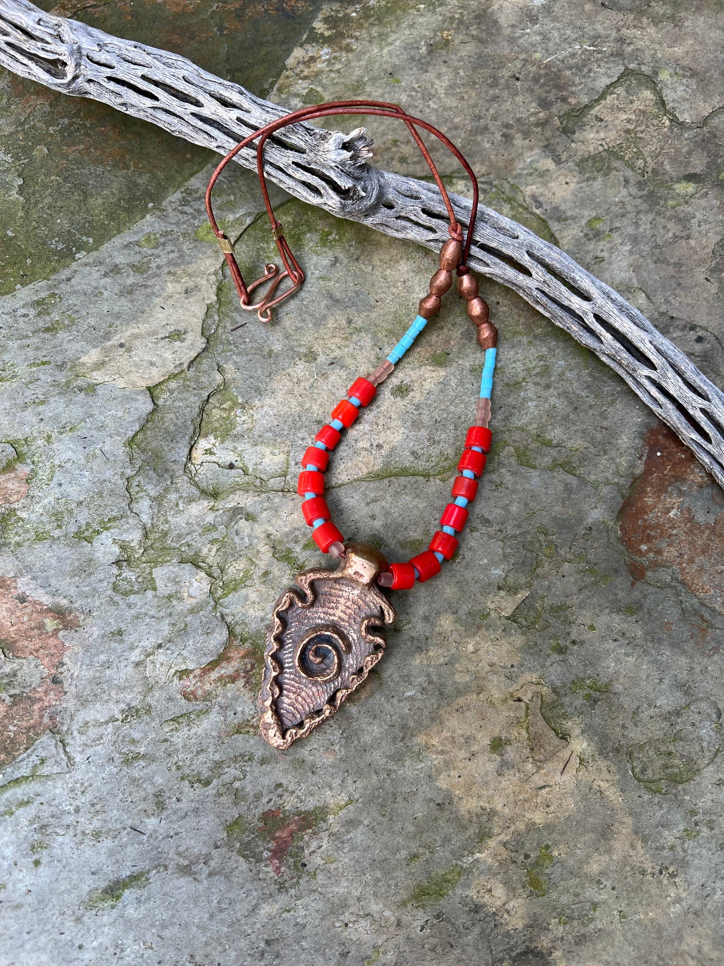 Cuttlefish bone casting Arrowhead necklace