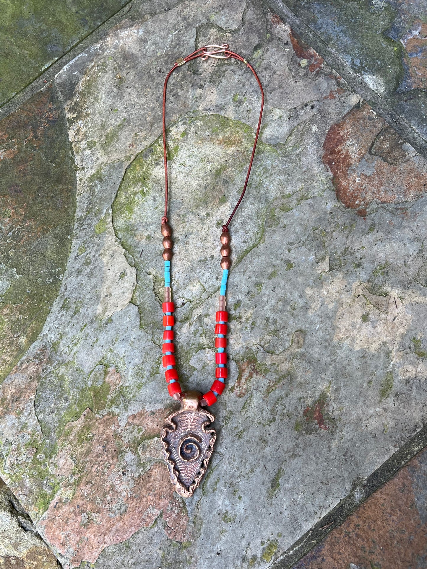 Cuttlefish bone casting Arrowhead necklace