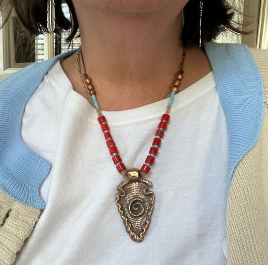 Cuttlefish bone casting Arrowhead necklace
