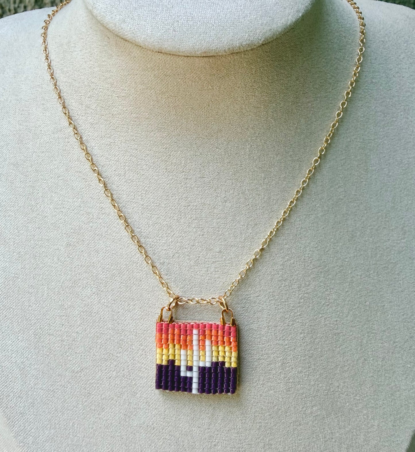 Sunset Saguaro charm necklace